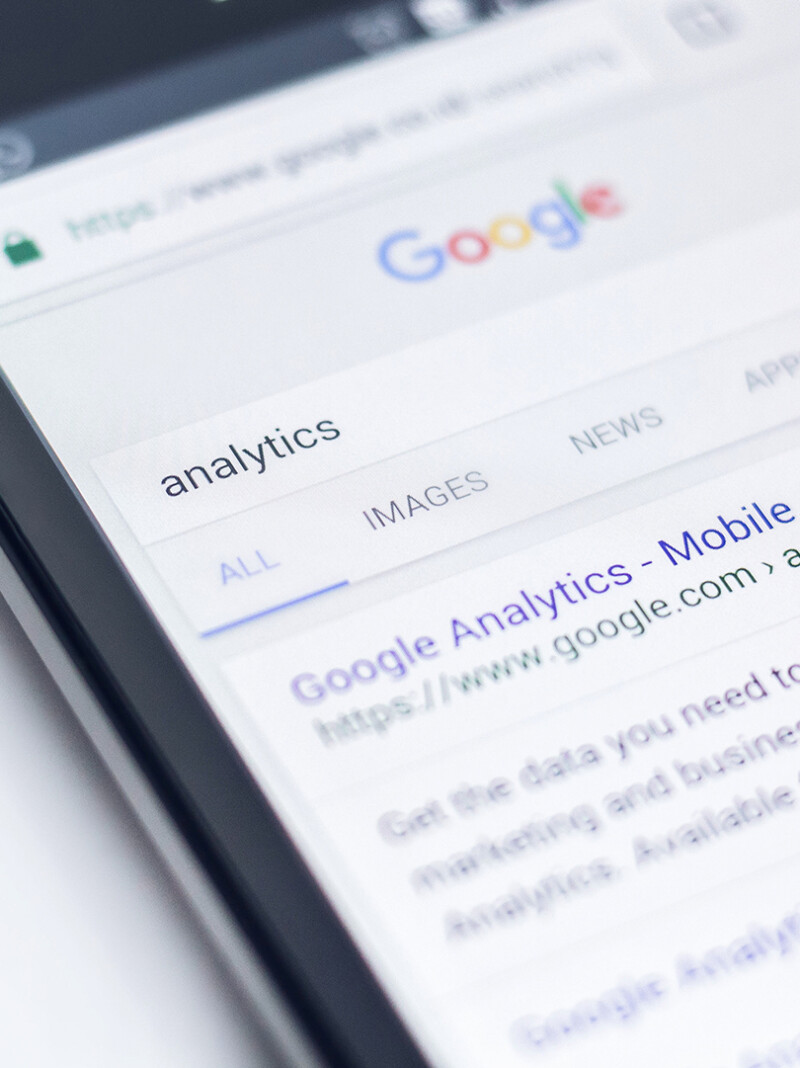 Showing google search result for analytics
